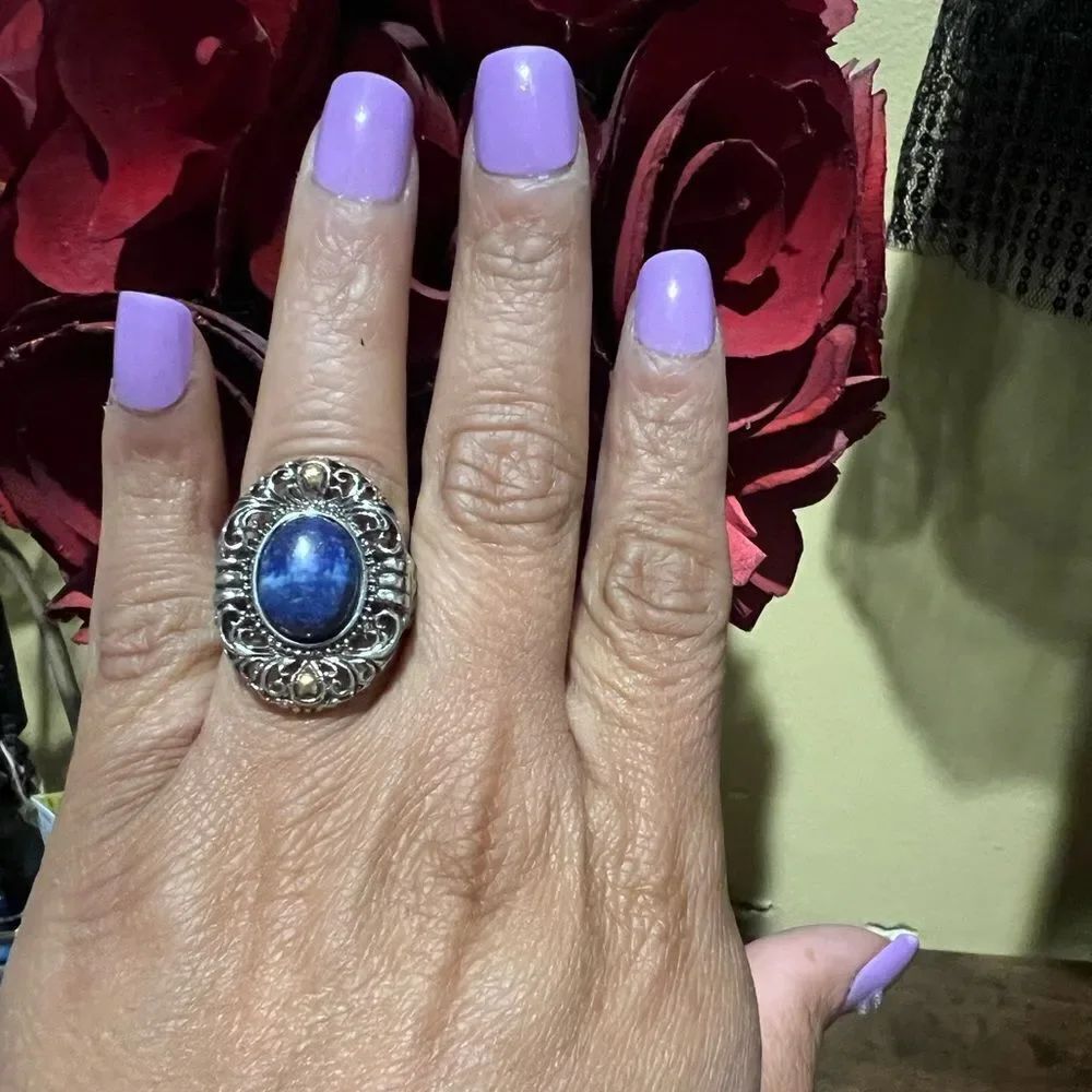 STAINLESS STEEL 316 L RING WITH LAPIS SIZE 7